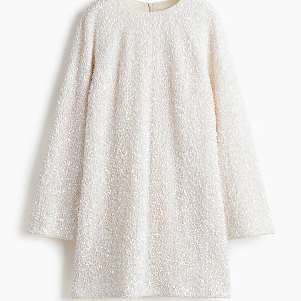 H&M Cream Textured Mini Dress